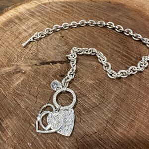 Guess Silver Heart Pendant Necklace